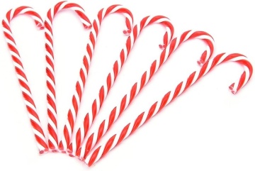 Pachet 6 betisoare decorative Craciun, plastic, rosu si alb, 15 cm