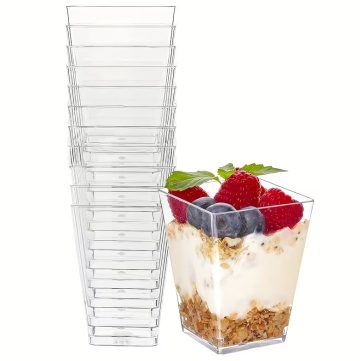 Set 10 Cupe Desert Transparente - 130 ml - Formă Trapezoidală - 6.5 cm