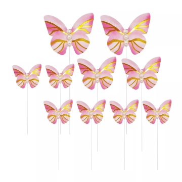 Set 10 fluturi cu betisoare - ROZ - T090305