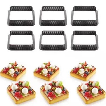 Set 6 rame microperforate pentru tarte - Patrate