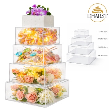Set etaje false pentru tort, patrate – 4 piese (15, 20, 25, 30 cm) – Dharst