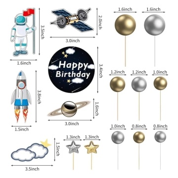 Set pentru ornat torturi - Astronaut, 22 piese - T090605