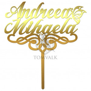 Topper pentru Tort Personalizat cu Nume Fluture II