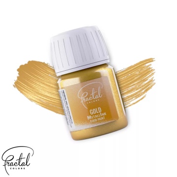 Vopsea Alimentară Metalică pentru pictat Gold – 30ml – Fractal Colors