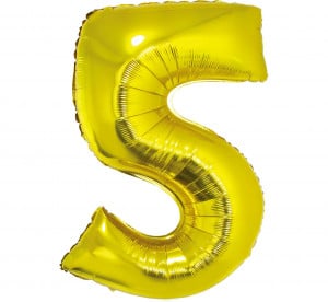 Balon Folie 92 cm - Cifra "5", Auriu - Img 1