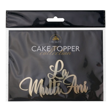Cake Topper „La Multi Ani” FPa – Auriu/Argintiu – 12 x 6 cm - Dharst