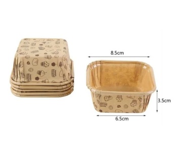 Chese Pătrate din Hârtie Kraft pentru Muffins și Cupcakes – Model T200103, Set 6 buc