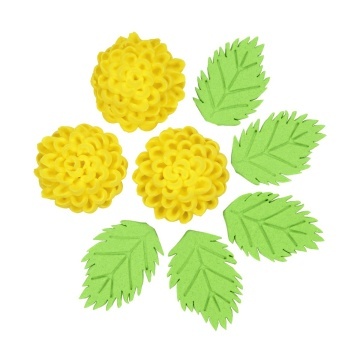 Decoratiuni comestibile din zahar - set Crizanteme - GALBEN