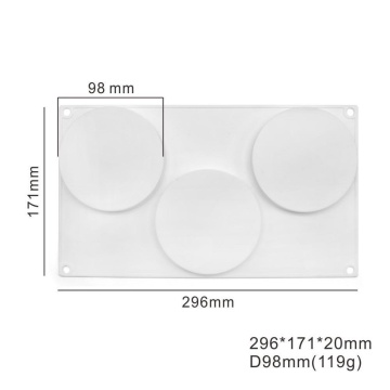 Forma de silicon blat tort rotund cu 3 cavitati D 10 cm, H 2 cm
