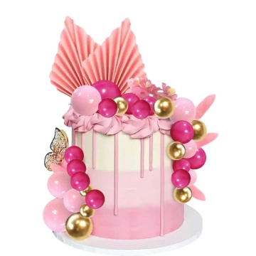 Set pentru ornat torturi - Roz-Auriu - T090385