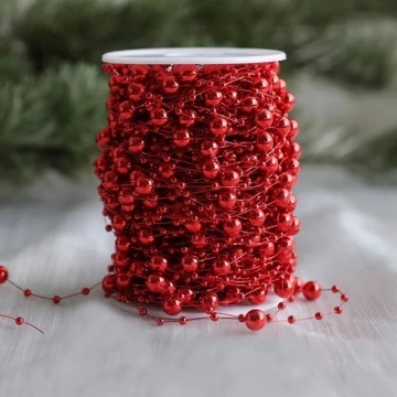 Șirag decorativ cu perle roșii – 60 m
