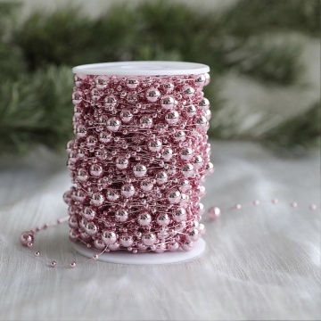 Șirag decorativ cu perle roz inchis  - 60 m