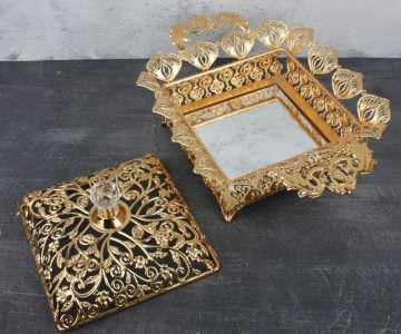 Tavă decor candybar cu capac – BKZ-1521A– Aurie