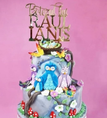 Topper pentru tort "Botezul" personalizat cu nume copil b2