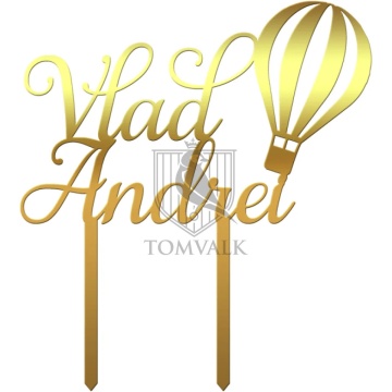 Topper tort personalizabil cu nume - Balon