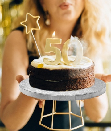 Cake drum rotund Argintiu- 30 cm - pachet 5 buc.