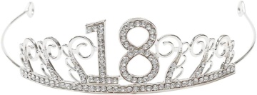 Coronita argintie din metal "18" - 14 x 4 cm - T090268