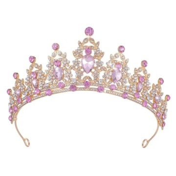 Coronita aurie din metal cu perle Mov– 16 cm | H 6 cm