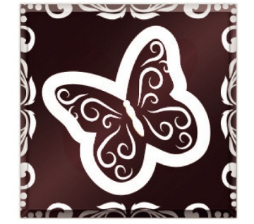 Decoratiuni din ciocolata - Patrat cu fluture - cutie 288 buc
