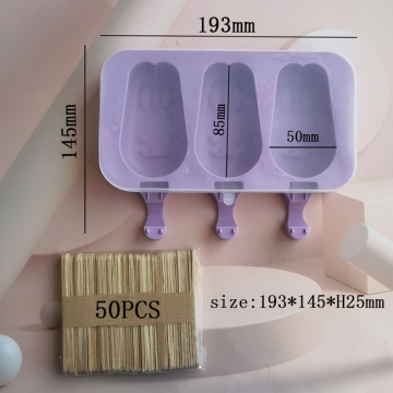Forma de silicon pentru inghetata Iepurasi cu 3 cavitati + 50 betisoare