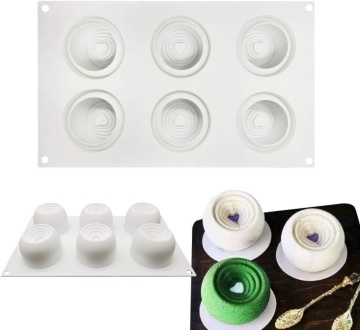 Formă silicon cu 6 alveole – Vortex Hearts – 29,5 × 17,2 cm