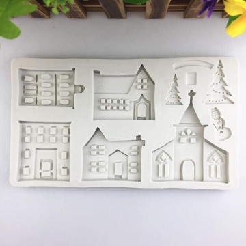 Mulaj din silicon - Peisaj Craciun (cladiri si biserica)