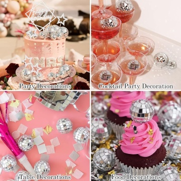 Set 12 sfere pentru ornat torturi - Disco - Argintiu