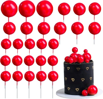Set 19 sfere plastic pentru ornat torturi - Rosu