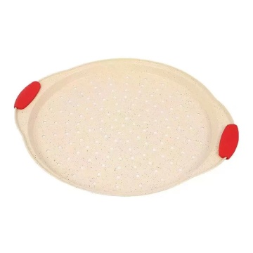 Tavă Pizza Antiaderentă cu Mânere Silicon, 33 cm