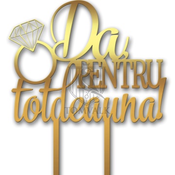 Topper pentru tort "Da, pentru totdeauna"