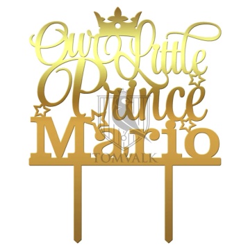 Topper personalizat pentru tort "Our little prince" Nume si coroana