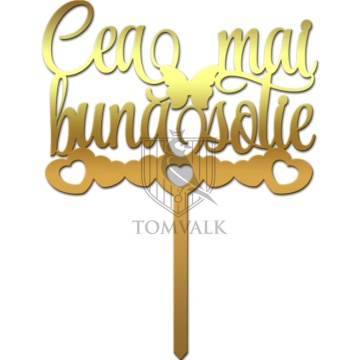 Topper tort „Cea mai bună soție” – decor romantic pentru aniversări de cuplu