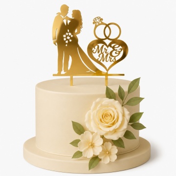 Topper Tort Nuntă "Mr&Mrs" – Model Clasic 01