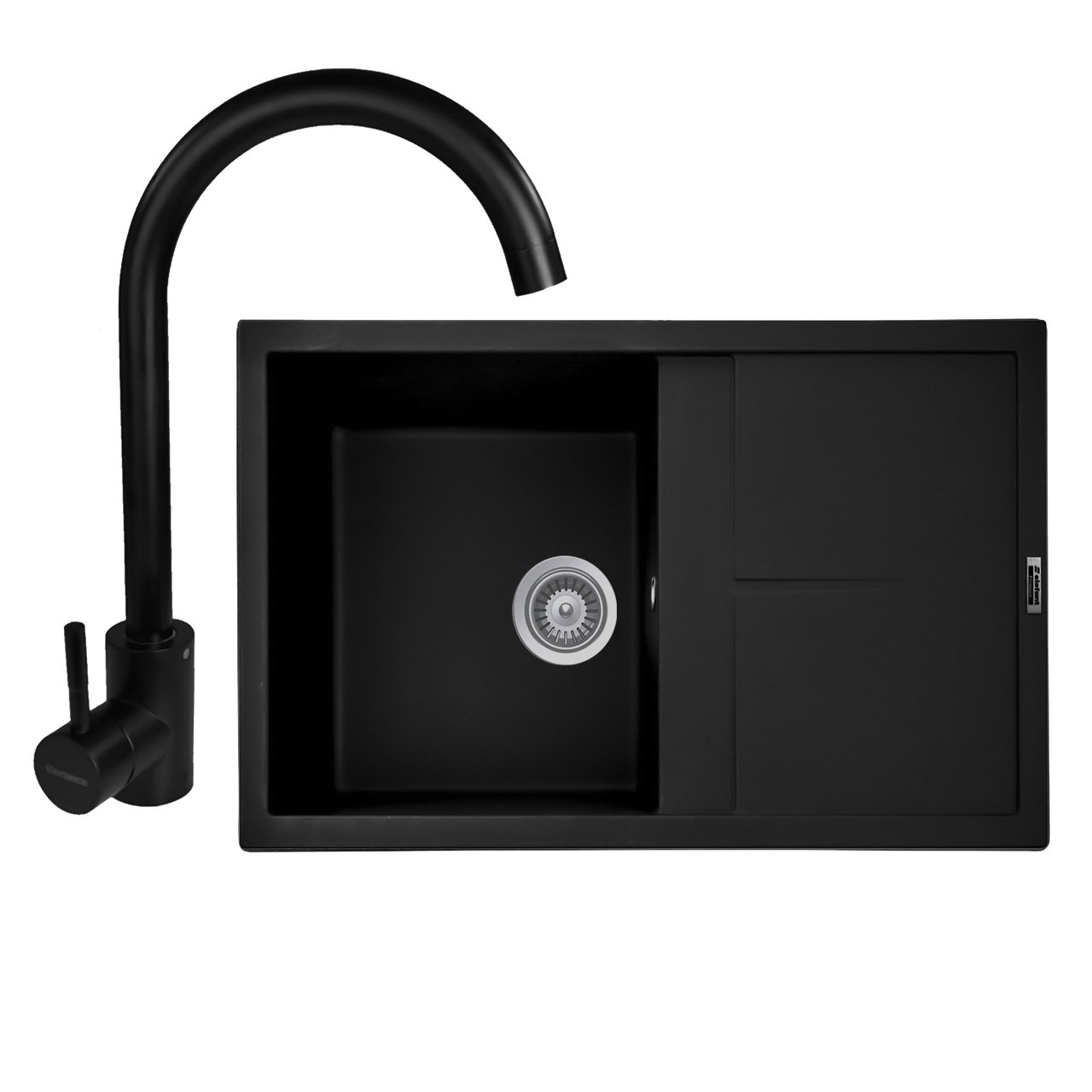 Pachet Chiuveta Bucatarie Elefant Selena Negru metalic 785x495mm + Baterie Mixxus Sus-011 Black