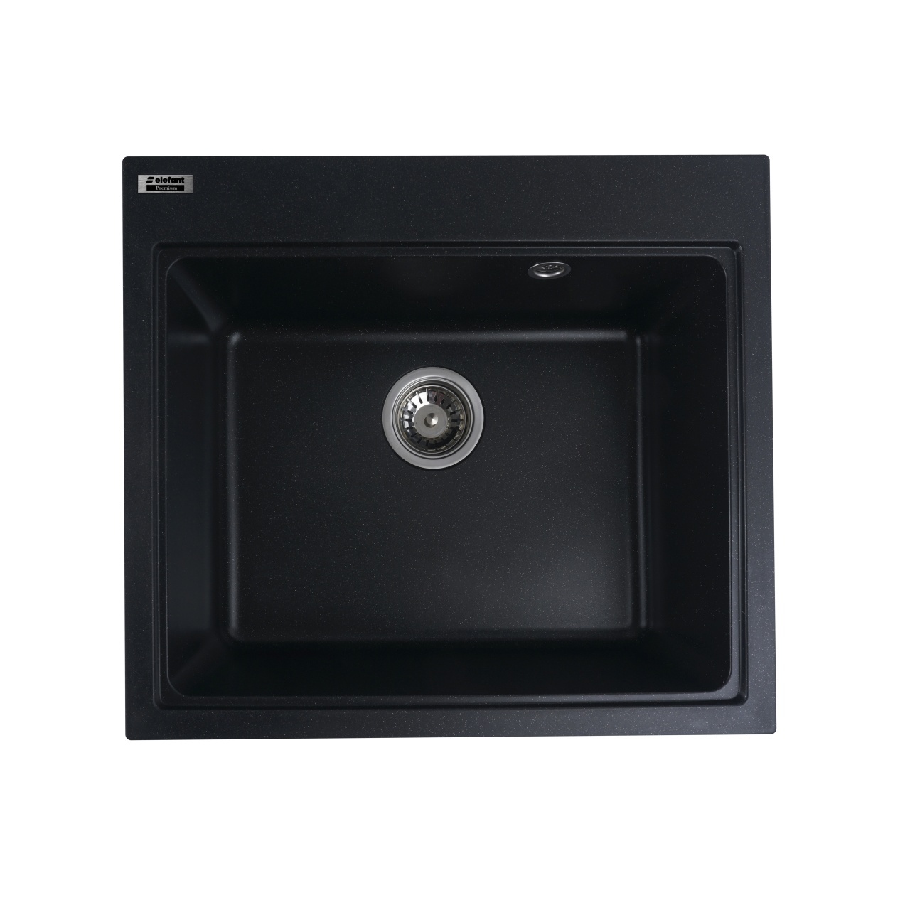 Chiuvetă din compozit de granit pentru bucătărie ELEFANT PREMIUM 5852 VESTA Negru metalic 580 x 518 mm