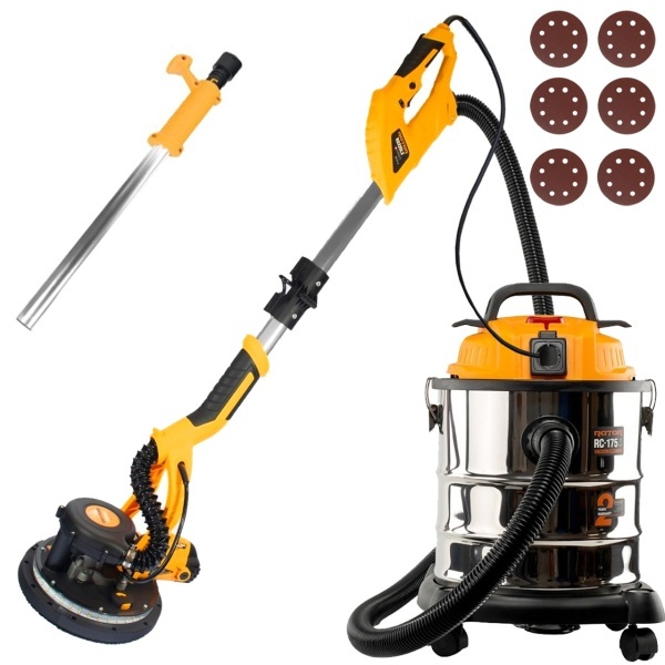 Set 2 in 1 – Slefuitor Pereti Girafa cu Led – Furtun lung de 3 Metri – 750W + Aspirator – 1250W (Bobinaj Cupru)