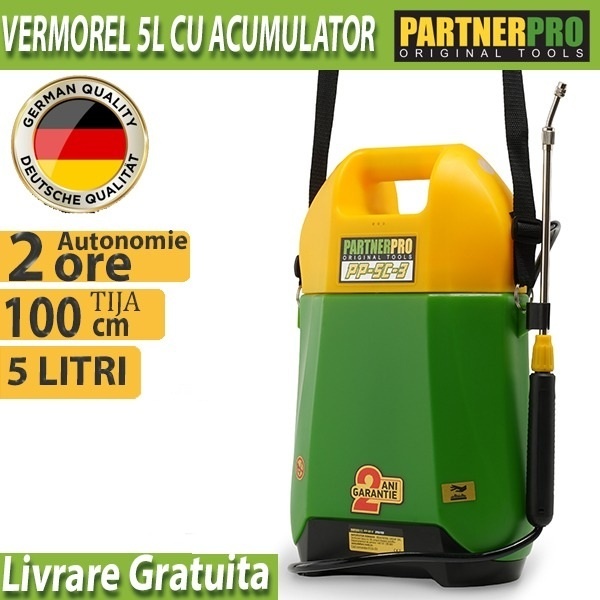 Pompă de Stropit cu Acumulator PartnerPro PP-5C-3 – 5L, Portabilă, Ideală pentru Flori și Sere