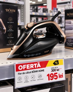 Fier de calcat cu abur BÖHM Home BIC-2801BG, 2200W, rezervor 250 ml, talpa ceramica