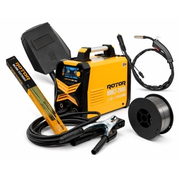 PACHET COMPLET: Aparat de sudură cu sarma si electrozi MIG, MMA, TIG , LCD Color ROTOR MMLT-290A, 3.6 kW, 290 A + Electrozi si Sarma de Sudura