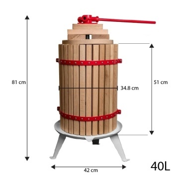 Pachet Zdrobitor Struguri 28 L 180Kg/h + Teasc 40L din Lemn masiv de Stejar si Baza de Fonta Emailata + Sac pentru Filtrare Cadou - Img 2