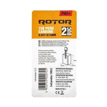 Perii de carbune ROTOR 15B pentru mixer, 6.5 x 11 x 14 mm, set 2 bucati - Img 2