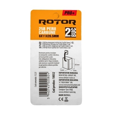 Perii de carbune ROTOR 25B pentru bormasina, 6 x 11 x 20.5 mm, set 2 bucati - Img 2