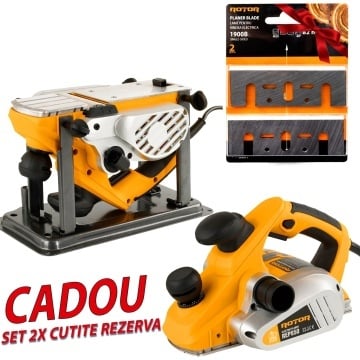 Rindea electrica 2 in 1 ROTOR REP850, 850 W,16000 rot/min, Suprafata de lucru 82 x 3 mm + 2 lame de rezerva - Img 1