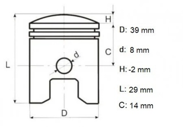 Set piston 4T GX35 39 mm, Elefant - Img 2