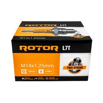 Bujie de aprindere pentru motoare in doi timpi ROTOR L7T, 1 electrod, filet M14 × 1,25 mm, bax 10 bucati - Img 2