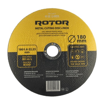 Disc abraziv pentru metal+inox ROTOR 180*1,6*22,23 - Img 1