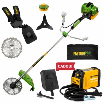 MEGA PACHET: Motocoasa pe benzina PartnerPro PP57 , 6CP, 52CC, 2T + CADOU Aparat de Sudură Rotor 200A, cu afisaj digital si functie anti-lipire.
