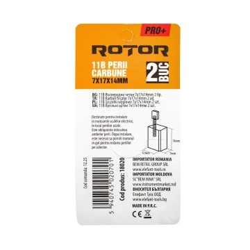 Perii de carbune ROTOR 11B pentru rotopercutor demolator / flex 230, 7 x 17 x 14 mm, set 2 bucati - Img 3