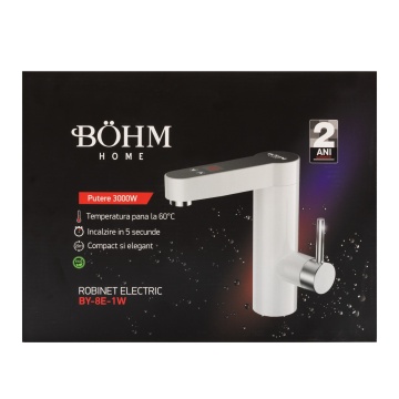 Robinet electric Alb, Compact cu afisaj digital BY-8E-1W BÖHM 3000 W - Img 2