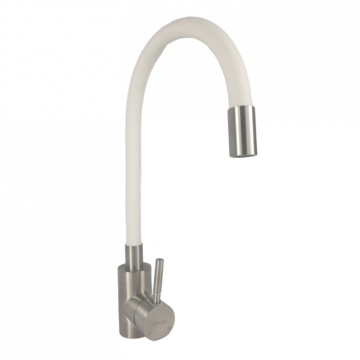 Baterie bucatarie MIXXUS SUS-011 REFL WHITE din otel inoxidabil, Monocomanda, Racorduri incluse